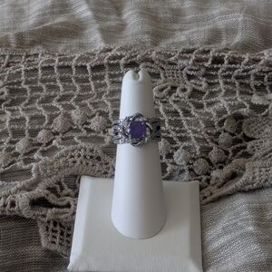Elegant Silver and Purple Women's Ring